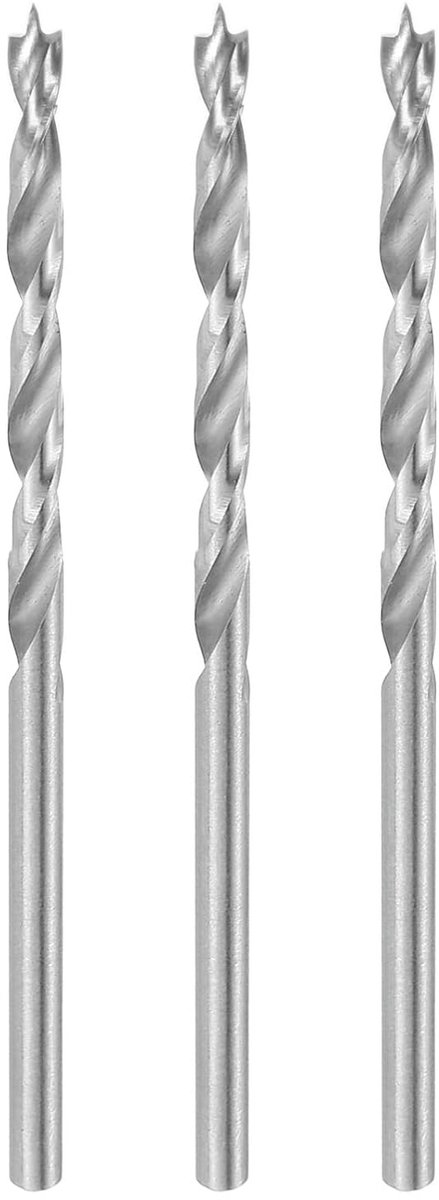 Brad Point 3 stuks Brad Point boren 2,5 mm (3/32 inch) diameter spiraalboor Brad Point metrisch met rechte schacht voor timmerwerk, houtbewerking, kunststof rubber