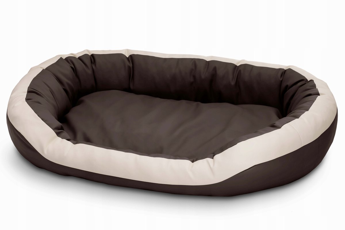 Luxe Hondenkussen Eco-leer Bruin/Ecru 110x80cm