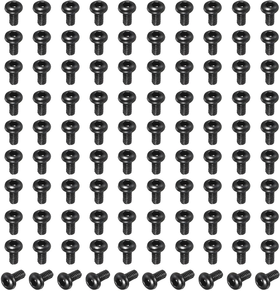Lenskopschroeven M2-0,4 x 5 mm, 100 stuks zeskantschroeven van staallegering van kwaliteitsklasse 10.9, volledige schroefdraad voor machines, accessoires voor auto's, fietsen en schepen