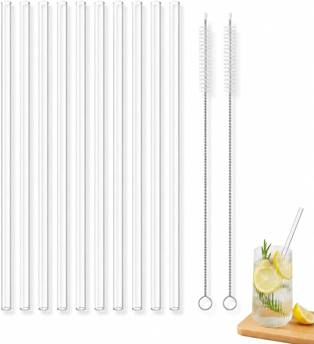 10 vervangende rietjes 24,7 cm voor Stanley & Yeti 30/40 oz, rietje voor drinkfles, rietjes, BPA-vrij, met 2 reinigingsborstels, kunststof rietjes voor Stanley 20/30/40 oz