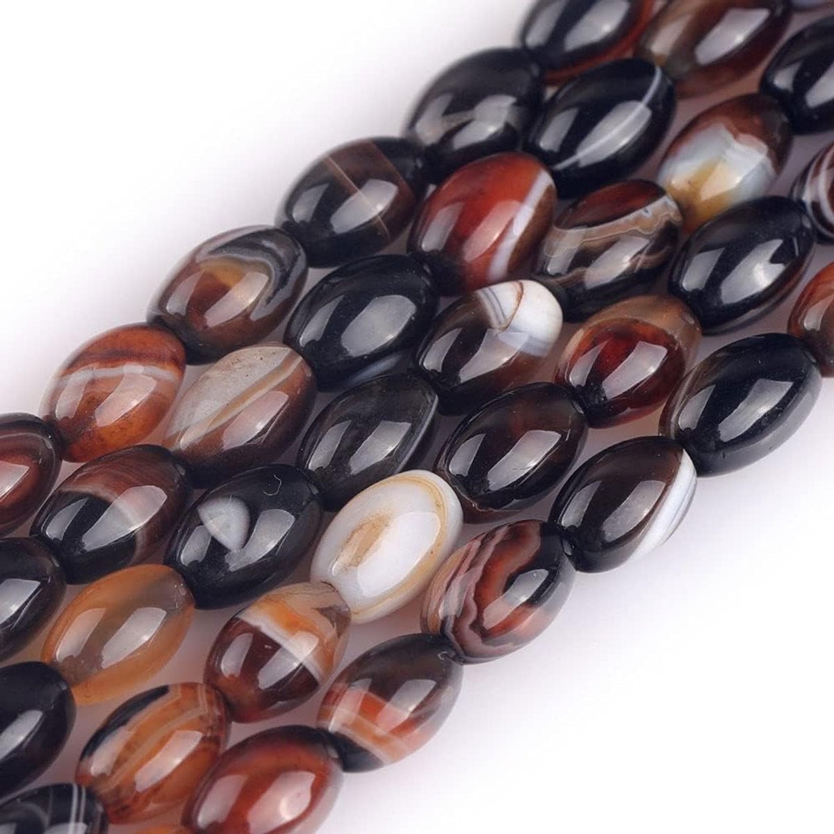 6x9mm Ovale Rijst Natuurlijke Bruine Agaat Botswana Onyx Semi Edelsteen Kralen voor Sieraden Maken Strand 15 inch