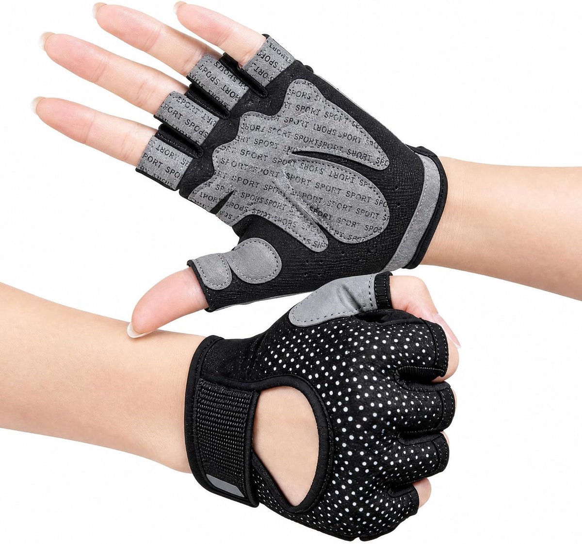 Fitnesshandschoenen, antislip trainingshandschoenen voor dames en heren met polssteun, halve vingers, gewichthefhandschoenen voor gym, krachttraining