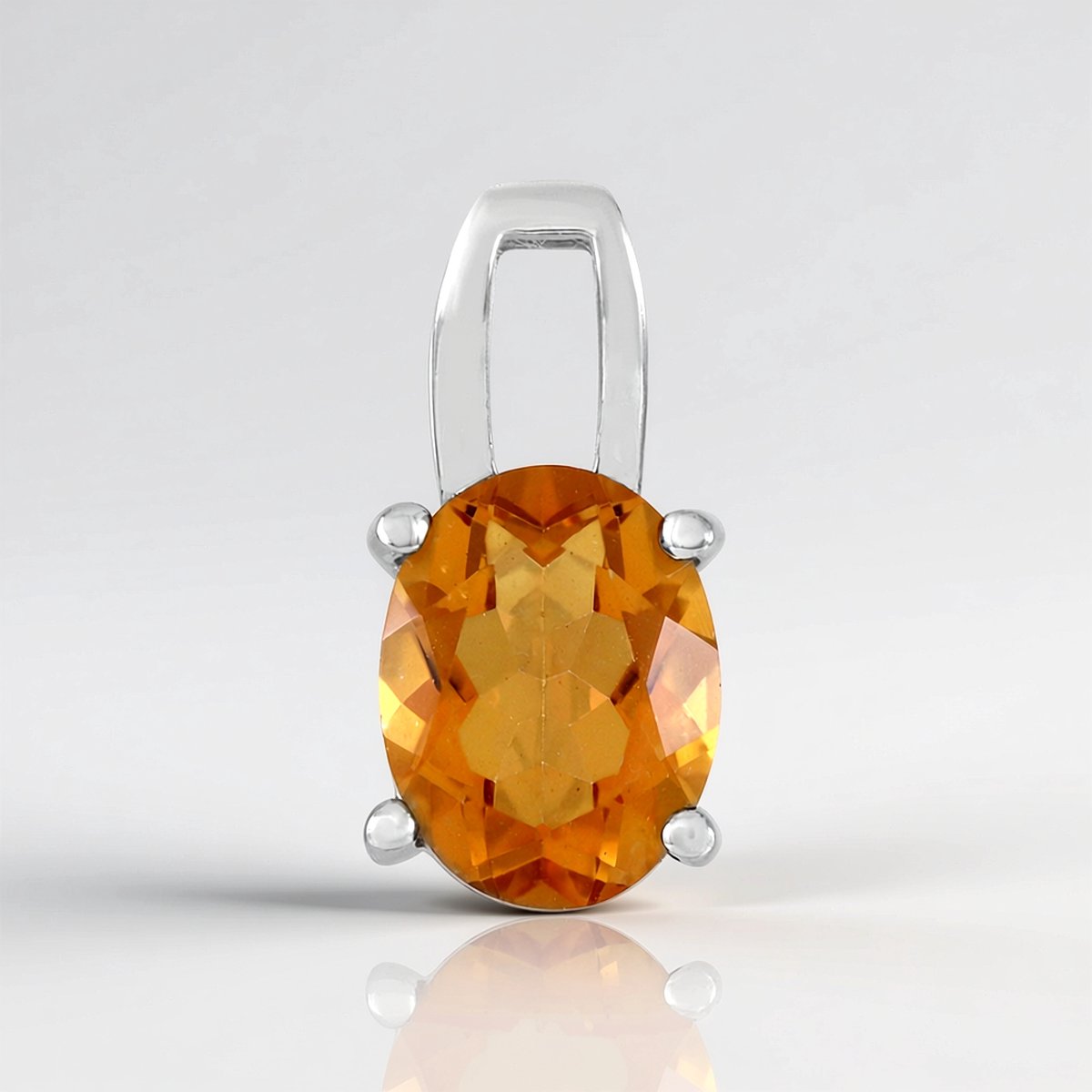 Cavill - Zilveren Hanger met Oranje Kwarts 1,648 ct - 925 Sterling Zilver Platina Gecoat - Ovaal Slijpsel - Braziliaanse Edelstenen Sieraden Dames