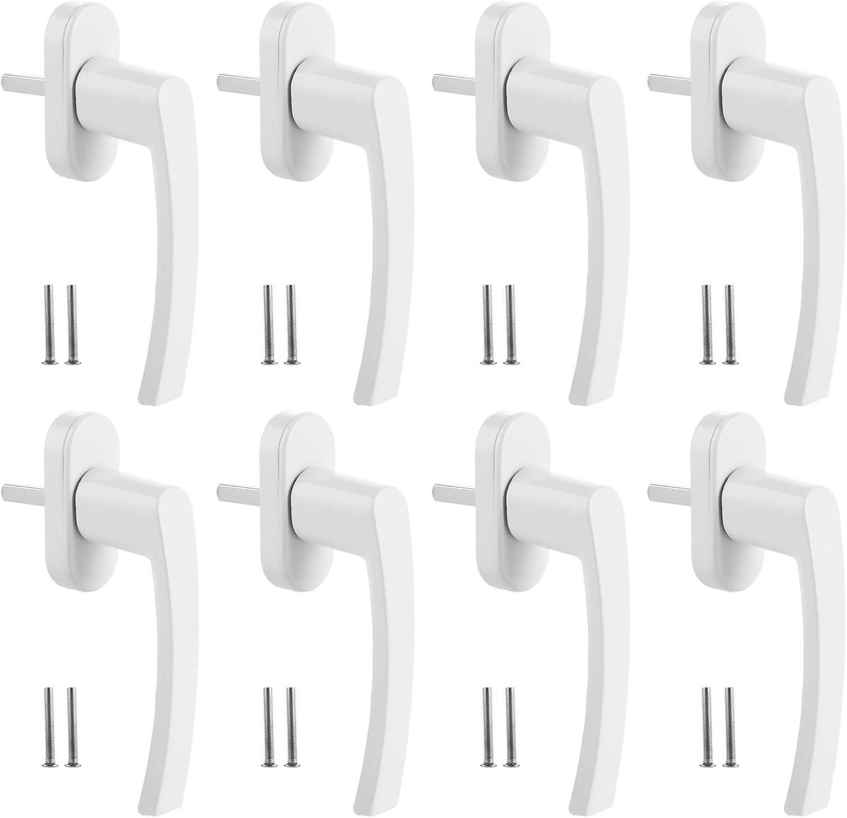 Set van 8 Aluminium Raamgrepen met 35 mm Penlengte, Witte Duurzame Handgrepen voor Raam en Balkon, Ideaal voor Terrasdeuren en Veiligheidsoplossingen