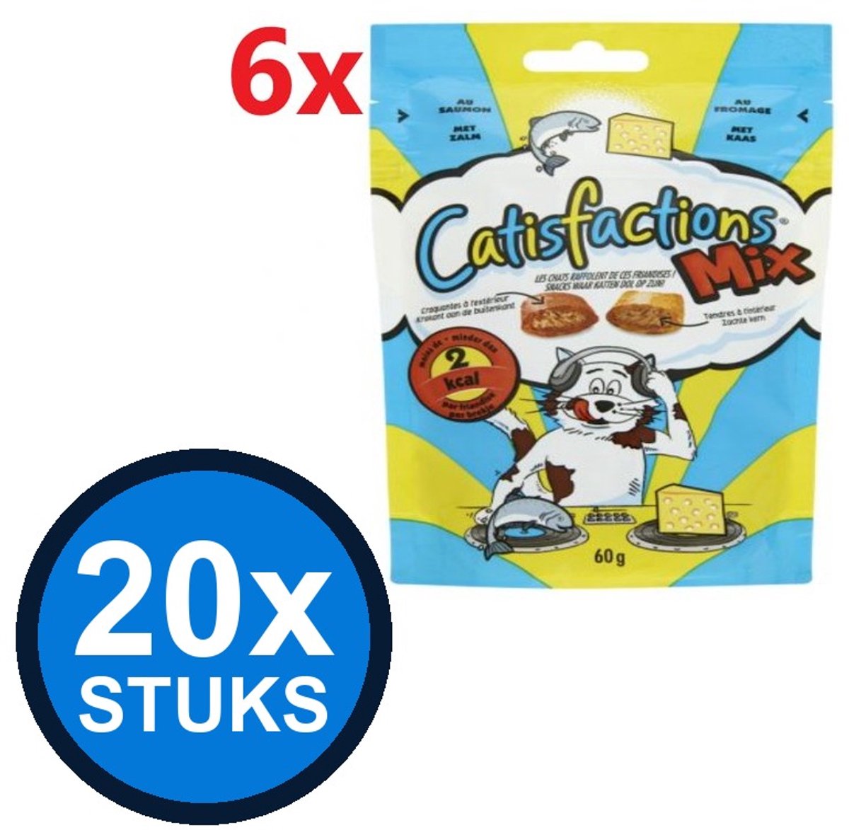 20x Catisfactions mix zalm&kaas 60gr