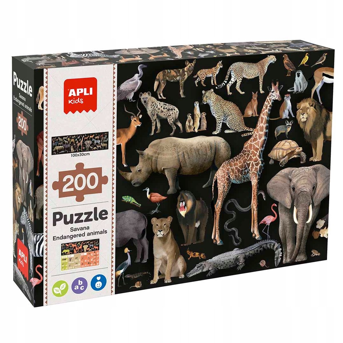 Apli Educatieve puzzel voor kinderen 200 stukjes - Bedreigde savannedieren 6+