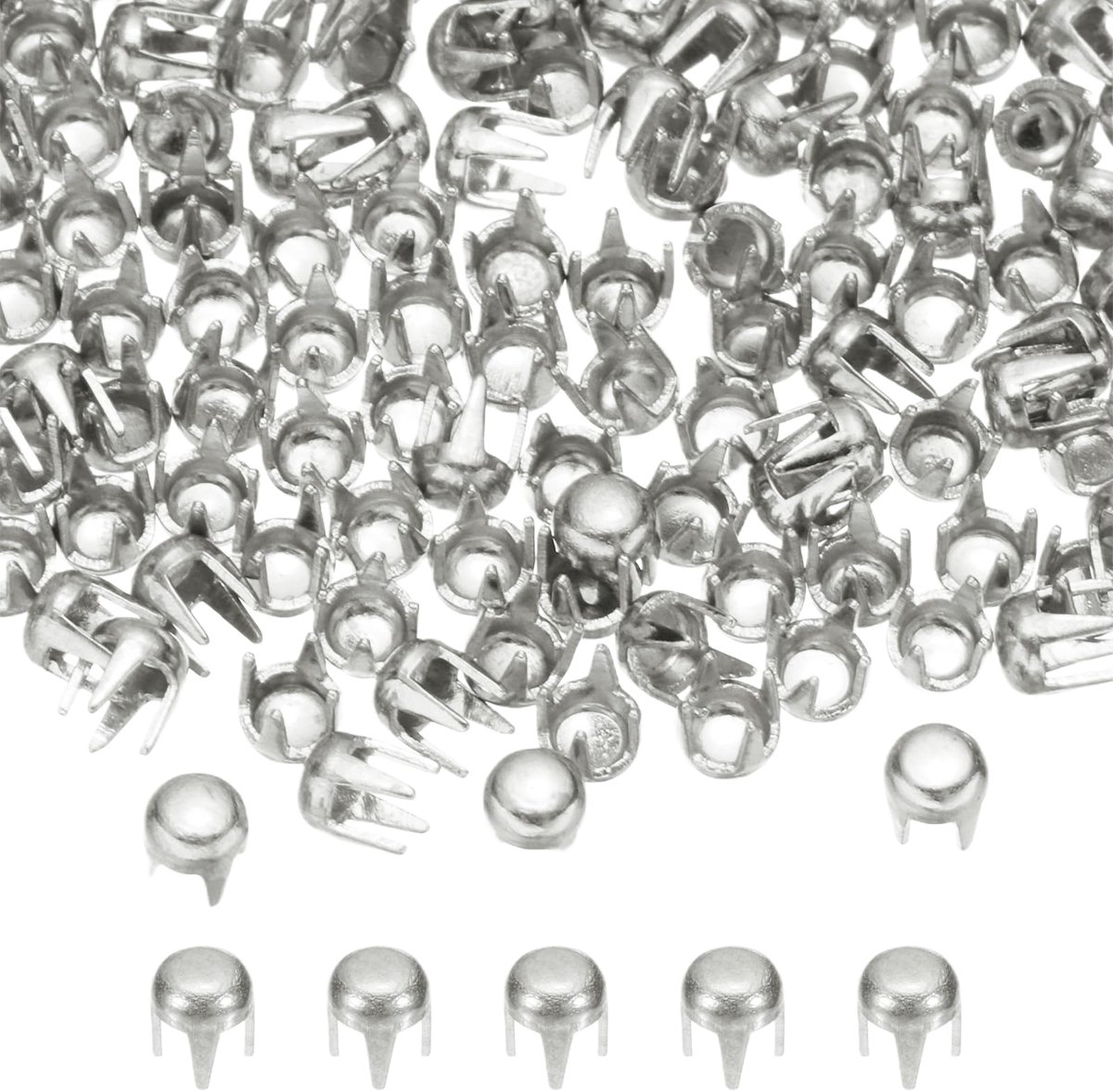 Ronde Dom Nieten Set - 180 Stuks, 3mm, Zilverkleurig, Koperen Nieten voor DIY en Reparatie