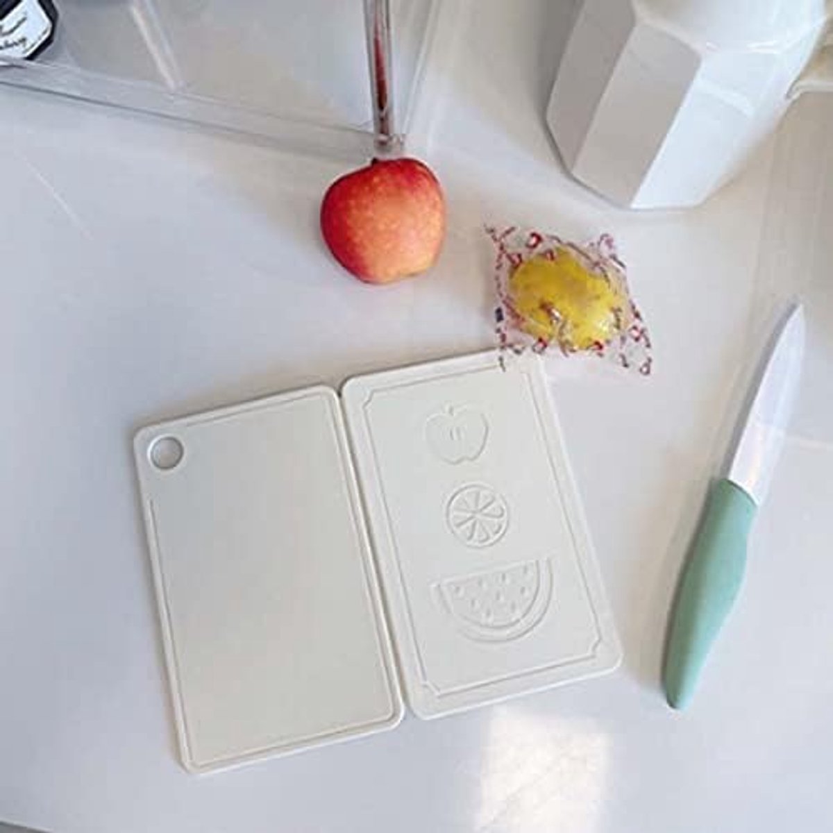 Camping Snijplank, Opvouwbare Plastic Snijplank Bodemschaal Integraal Gevormd voor Picknick (Noordse Rijst Wit 20x12,5x0,8cm)