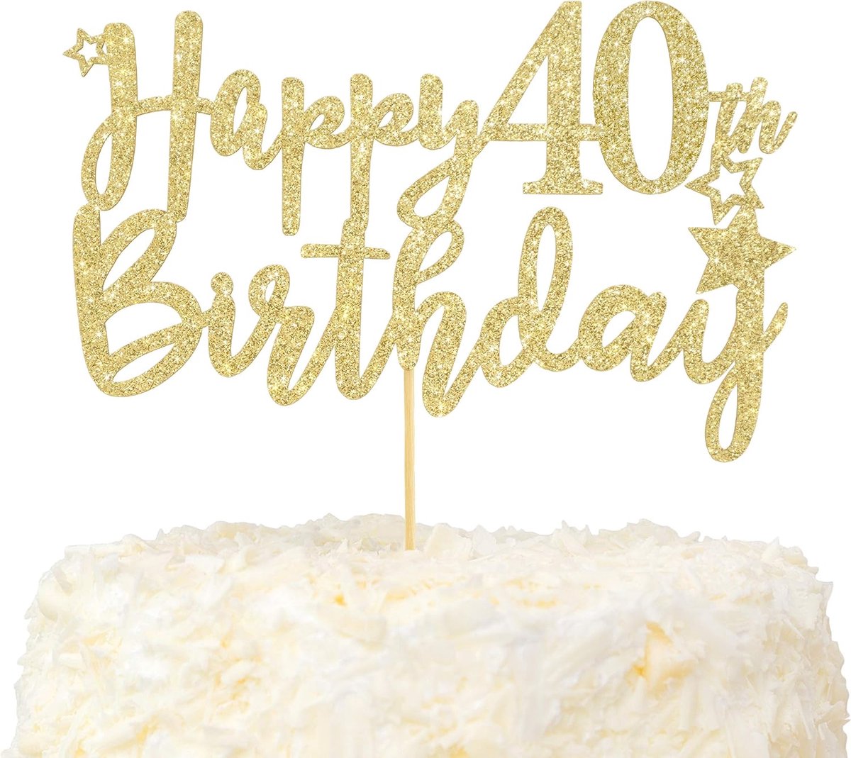 Gelukkige 40ste Verjaardag Taart Topper Hallo 40 en Fantastisch Taartdecoratie Goud Glitter Proost op 40 Jaar Feestdecoratie
