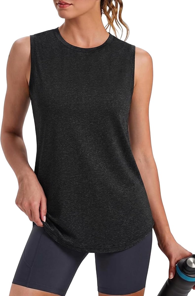 Sporttop voor dames, mouwloze fitness-top voor dames, ronde hals, van ademend mesh, fitness, yoga, hardlopen, dansen