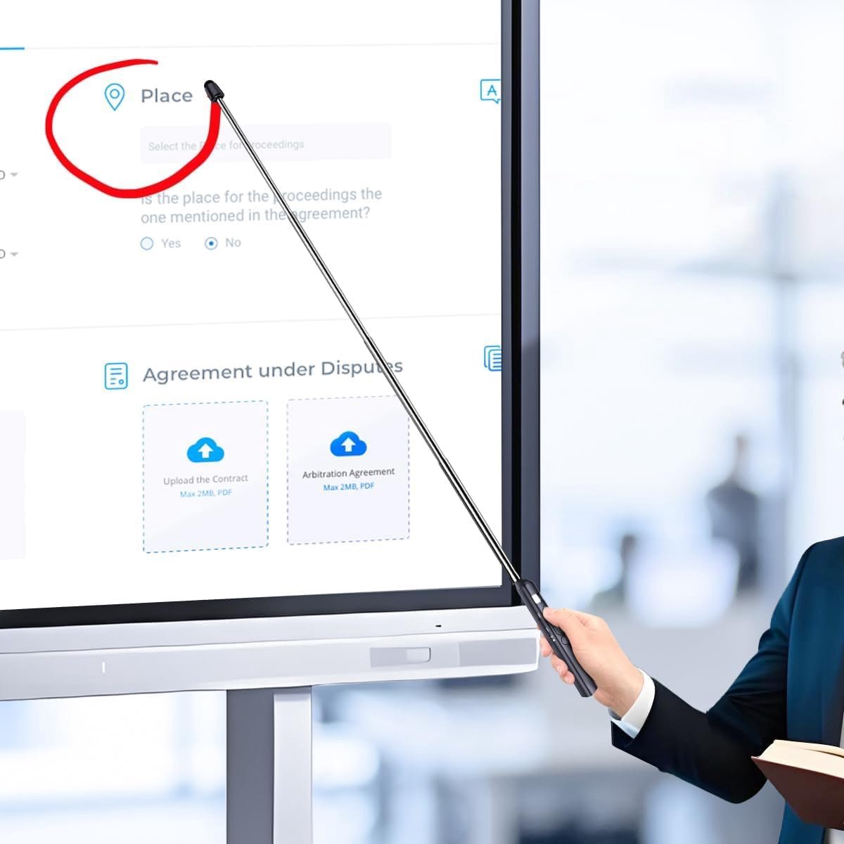 Bluetooth presentatie clicker met telescopische leerwijzer, presentatie afstandsbediening met intrekbare stick voor draadloze presentator, Slide Advancer - Whtie