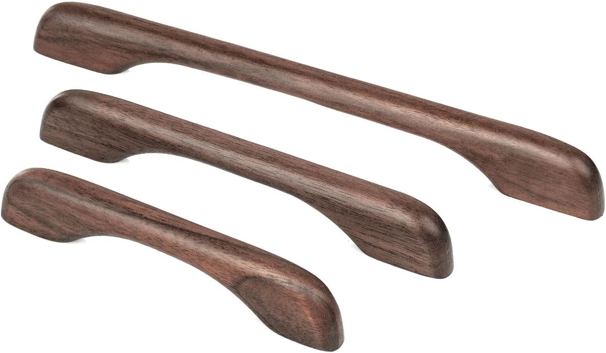 Trekt massief hout trekt originele houtkleur eenvoudige moderne stijl voor kast deur lade schoenenkast dressoir lange lade handvat (6, donker walnoot, 128 mm)