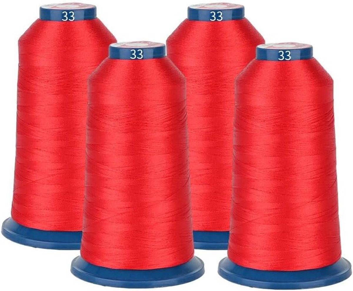 Rood Borduurgaren 4 Rolls 4000M (4374Y) 40WT Polyester Draad voor Alle Commerciële Multi Naalden en Enkele Naald Borduurmachines