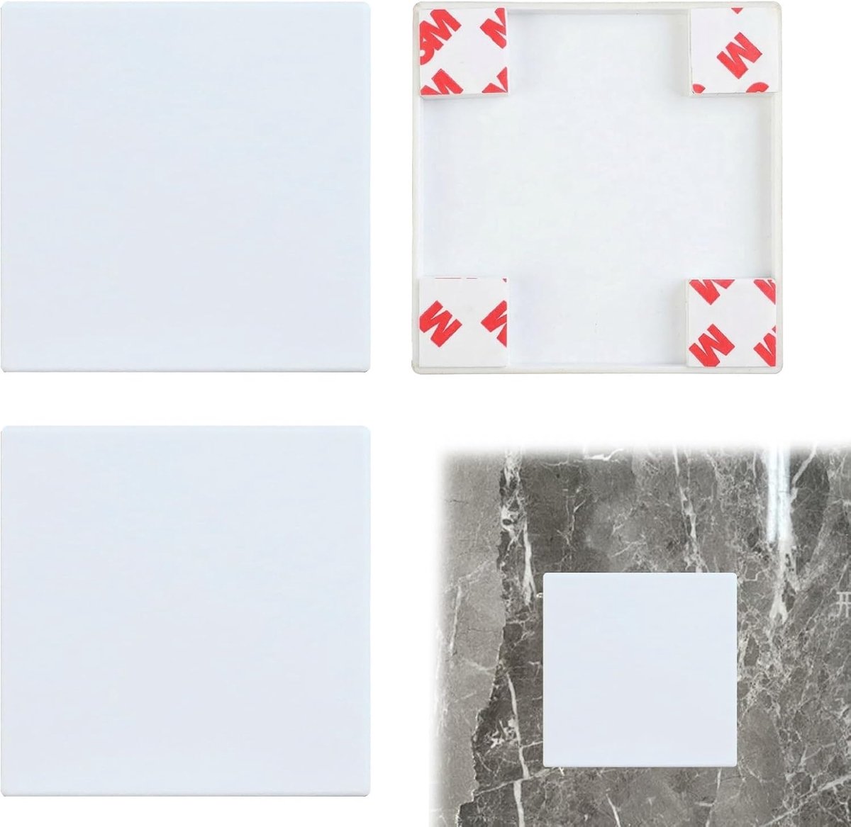 3 stuks afdekkapjes, blindafdekking, wandstopcontact, zelfklevend, 86 x 86 mm, kunststof, wit, voor ongebruikte stopcontacten of schakelaars
