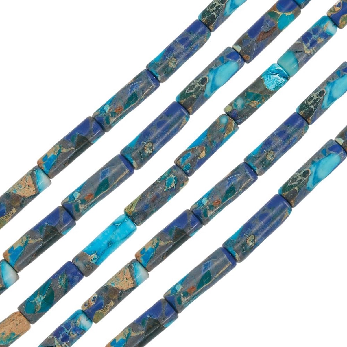 Kralen met gat, gekleurde kolom in blauw, tuba van synthetische imperiale jaspis turquoise edelsteen, bulk tussenkralen voor het maken van sieraden