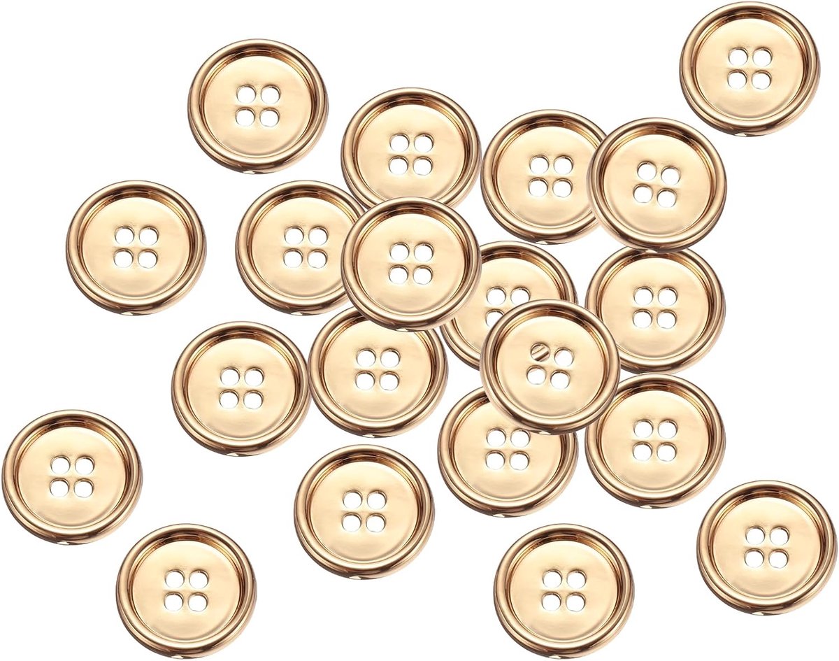 20 stuks metalen naaiknoppen, 20 mm 4-gaats rond pak overhemden mantels kleding naaiknopen voor decoratie handwerk, goud