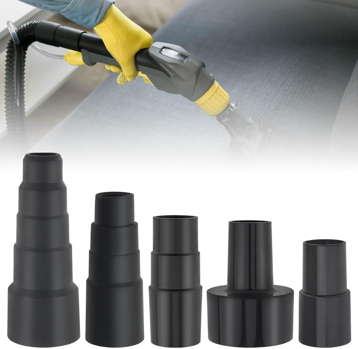 5 stuks, universele slangadapters 1-3/8 inch tot 1-1/4 inch vacuüm connector bevestiging voor winkel vacuüm, 1-1/2" tot 1-3/8" tot 1-1/4", 1" tot 1-1/8" tot 1-1/8" tot 1-3/8" 3 cm