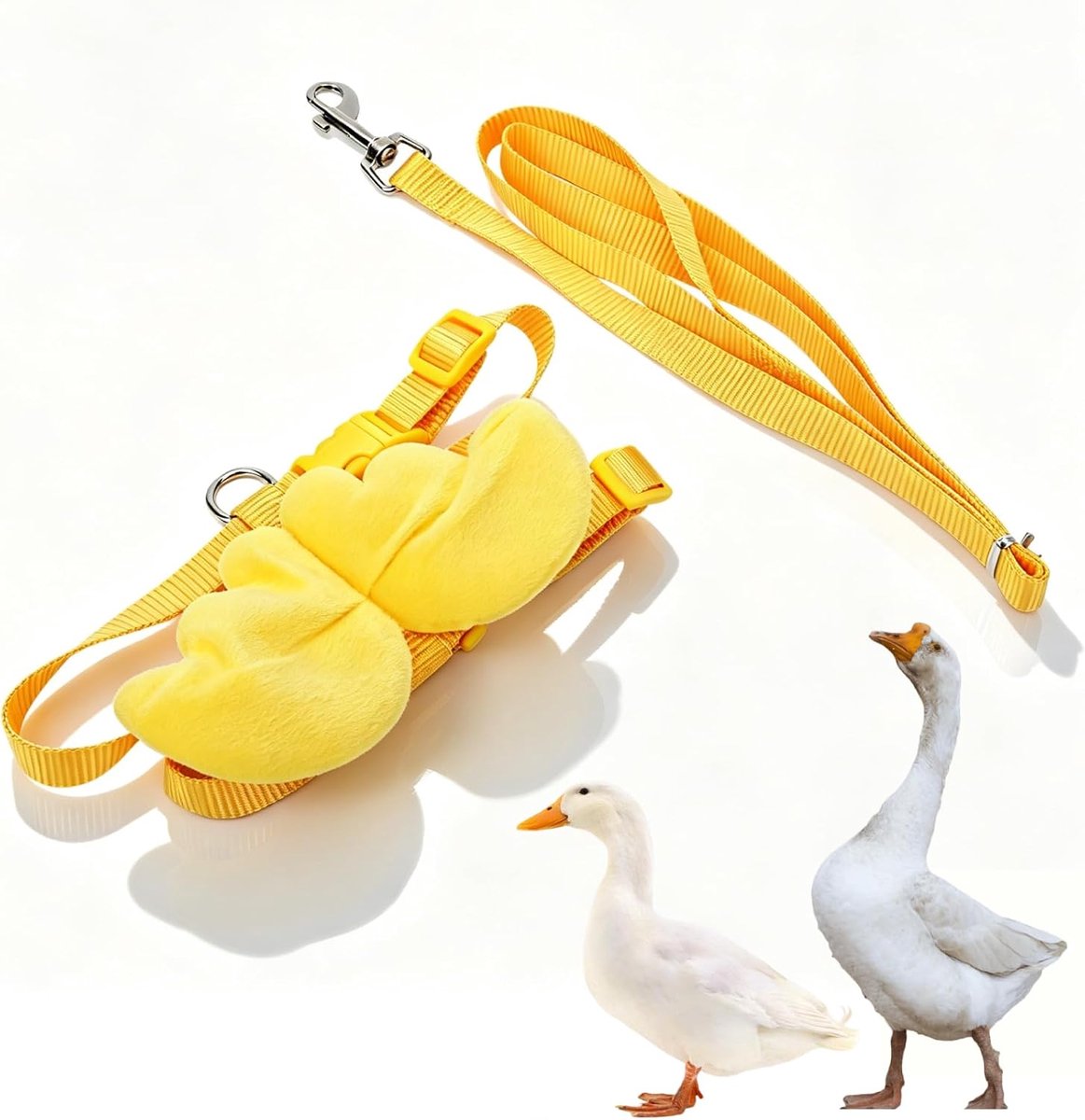 Harness Leash, Pet Adjustable Traction Rope Borstband Walking Harness Traning Leash voor Duck Chicken Goose(M-Geel)