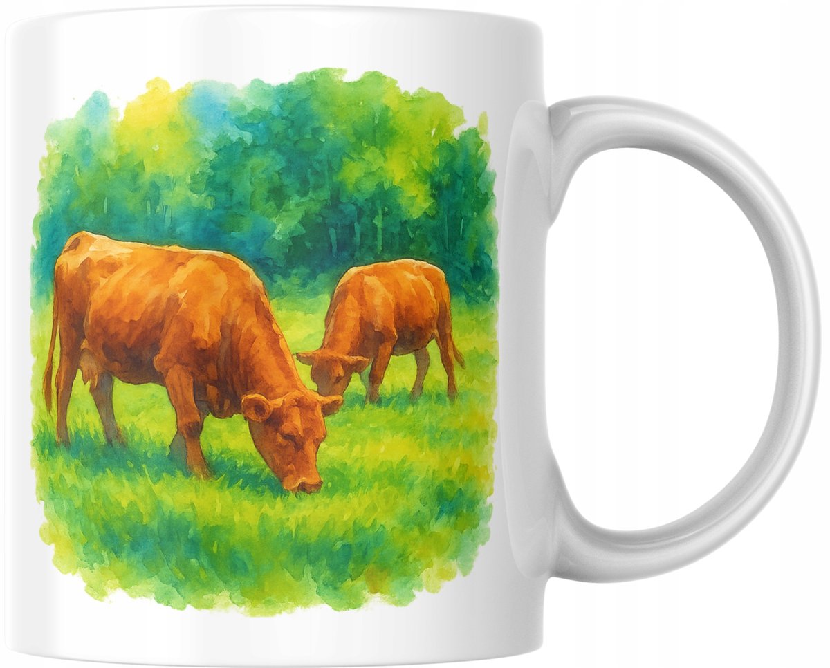 Merkloze mok met aquarel koeien, 330 ml, keramiek