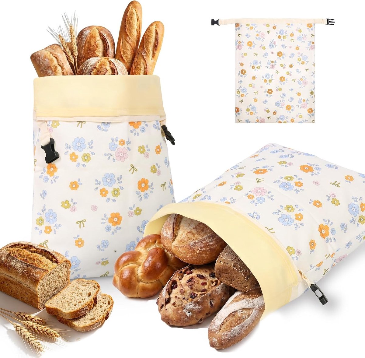 Herbruikbare Bijenwas Broodzakken - Wit - 42 x 32 cm - Natuurlijke Bijenwasvoering - Voor Brood en Gebak