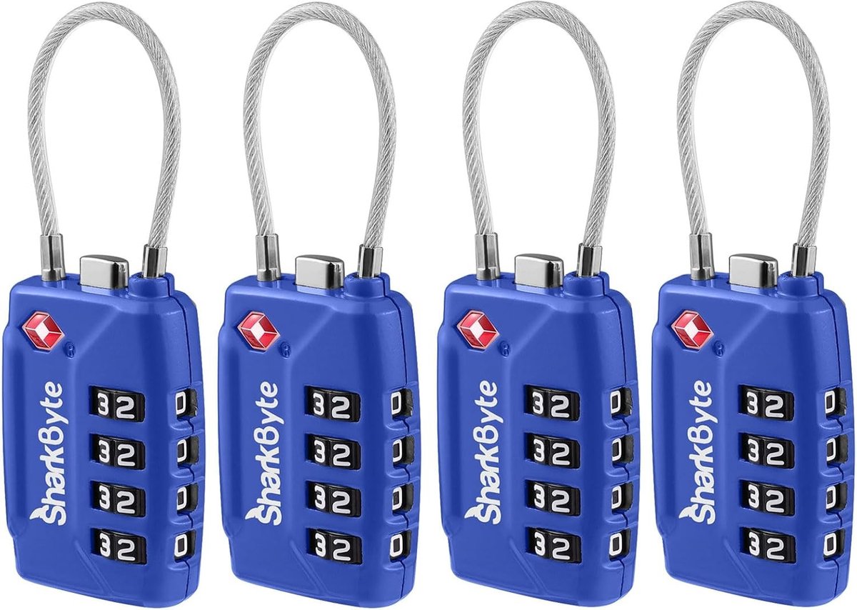 TSA Kofferslot - Blauw - Set van 4 - Flexibel en TSA-conform - Voor Bagage en Reistassen