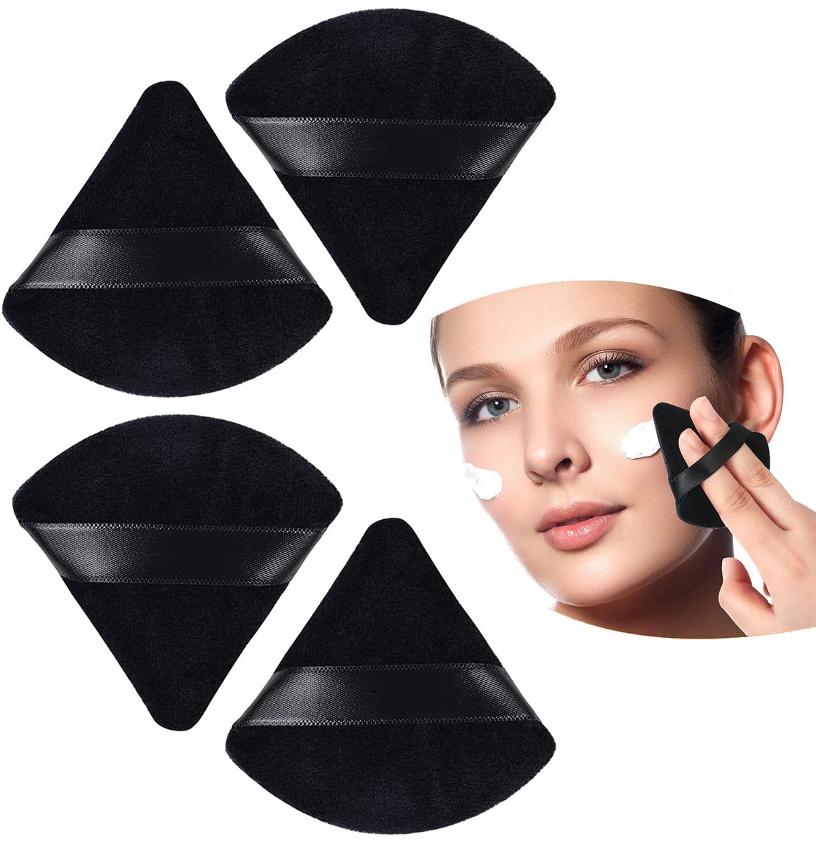 SolidKeus - 4 Stuks Driehoekige Poederkwasten voor Make-up