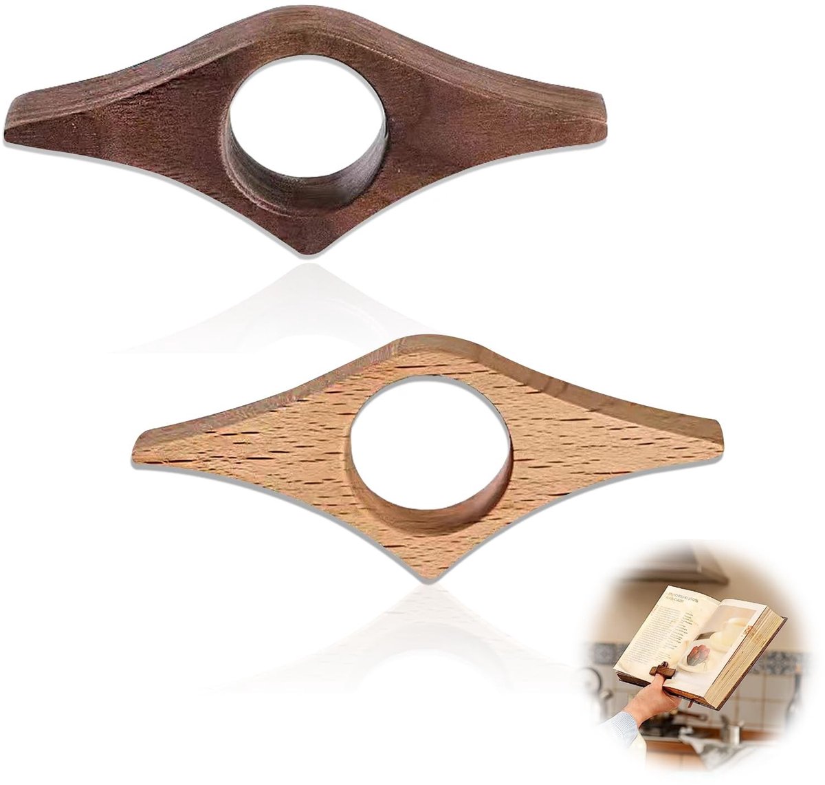 SolidKeus - Set van 2 Houten Bookmark Thumb Clips