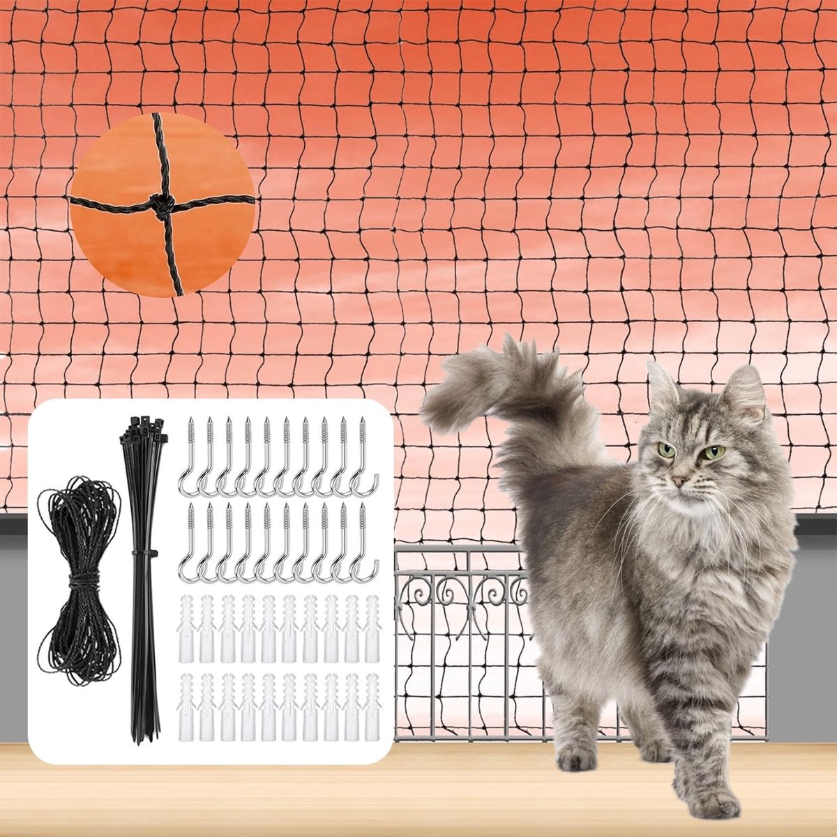 SolidKeus - Premium Kattennet voor Balkon en Patio, Zwart