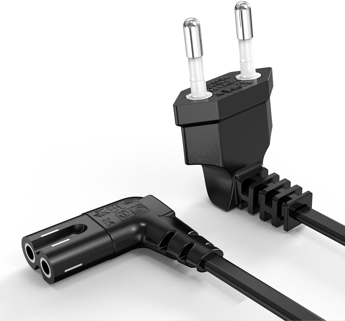 SolidKeus - Euro 2-Pins Voedingskabel met Hoekplug, 1.5 m