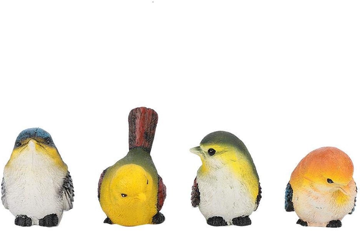 SolidKeus - Decoratieve Resin Vogelfiguren, Set van 4