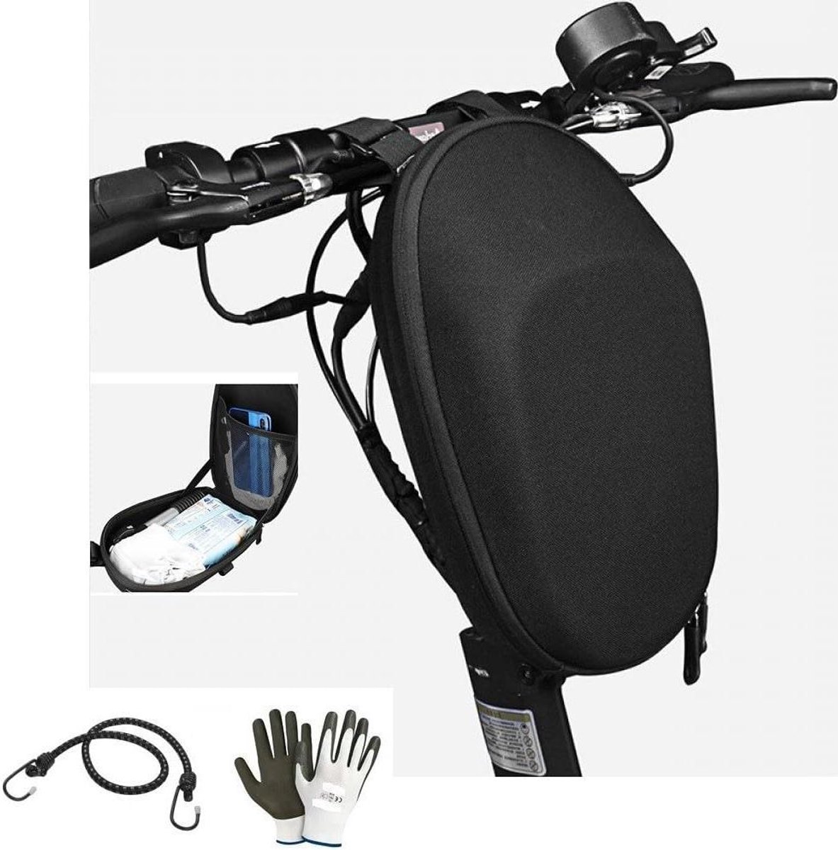 Fietsstuurtas - Scootertas Accessoiretas - Fietsen en Scooterrijden - Stijve EVA Constructie - 17x29x24 cm - Zwart