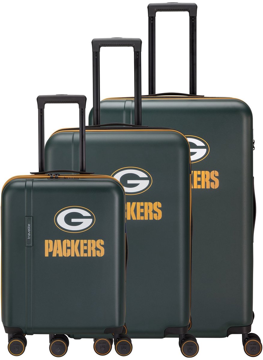 Travelite travelite x NFL 4 wielen Kofferset 3-delig met uitbreidingsplooi - Harde bagage - TSA slot - green bay packers