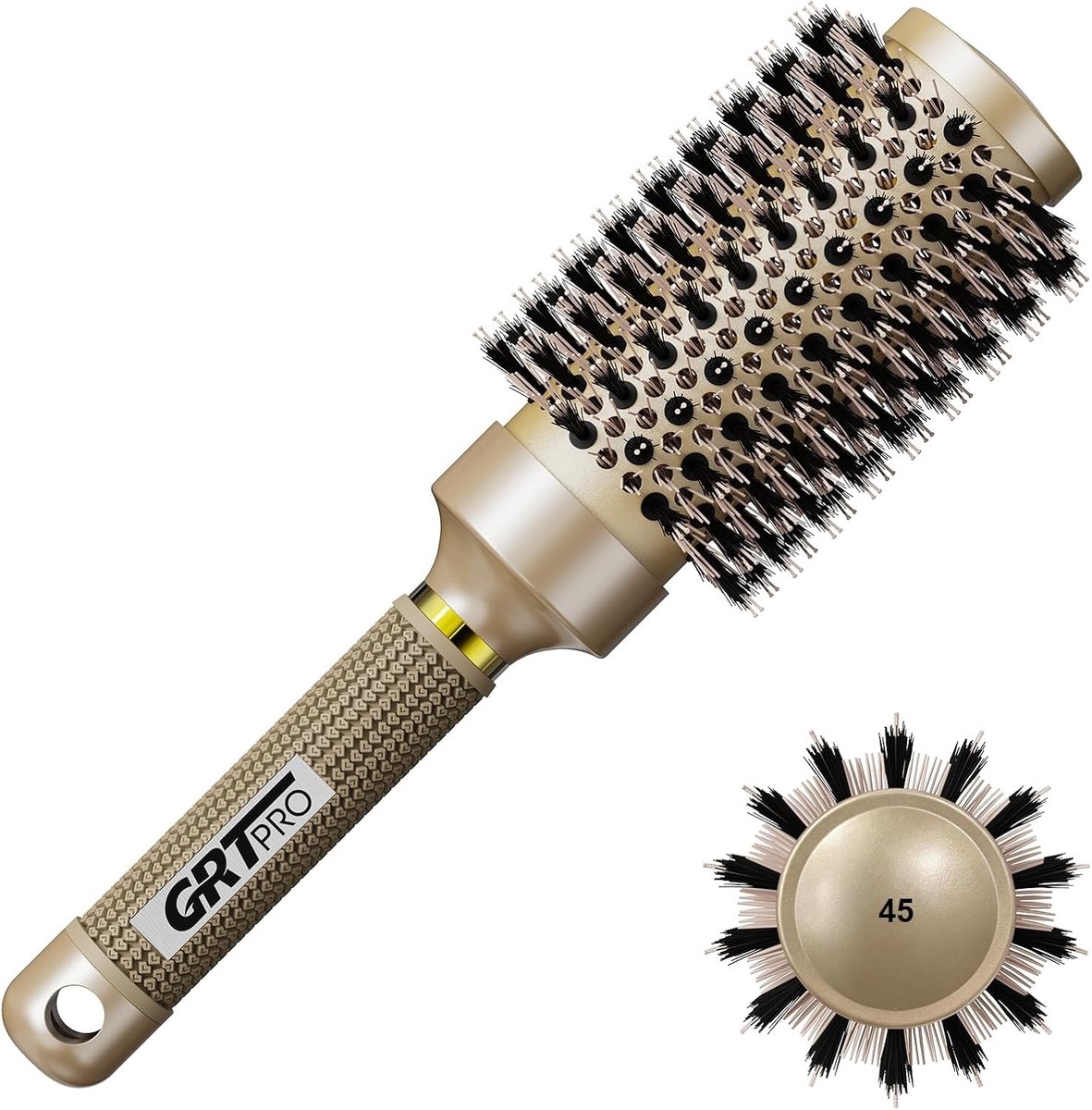 Ronde Haarborstel - Zwart - 45 mm - Keramische Föhnborstel met Negatieve Ionen - Voor Halflang en Lang Haar