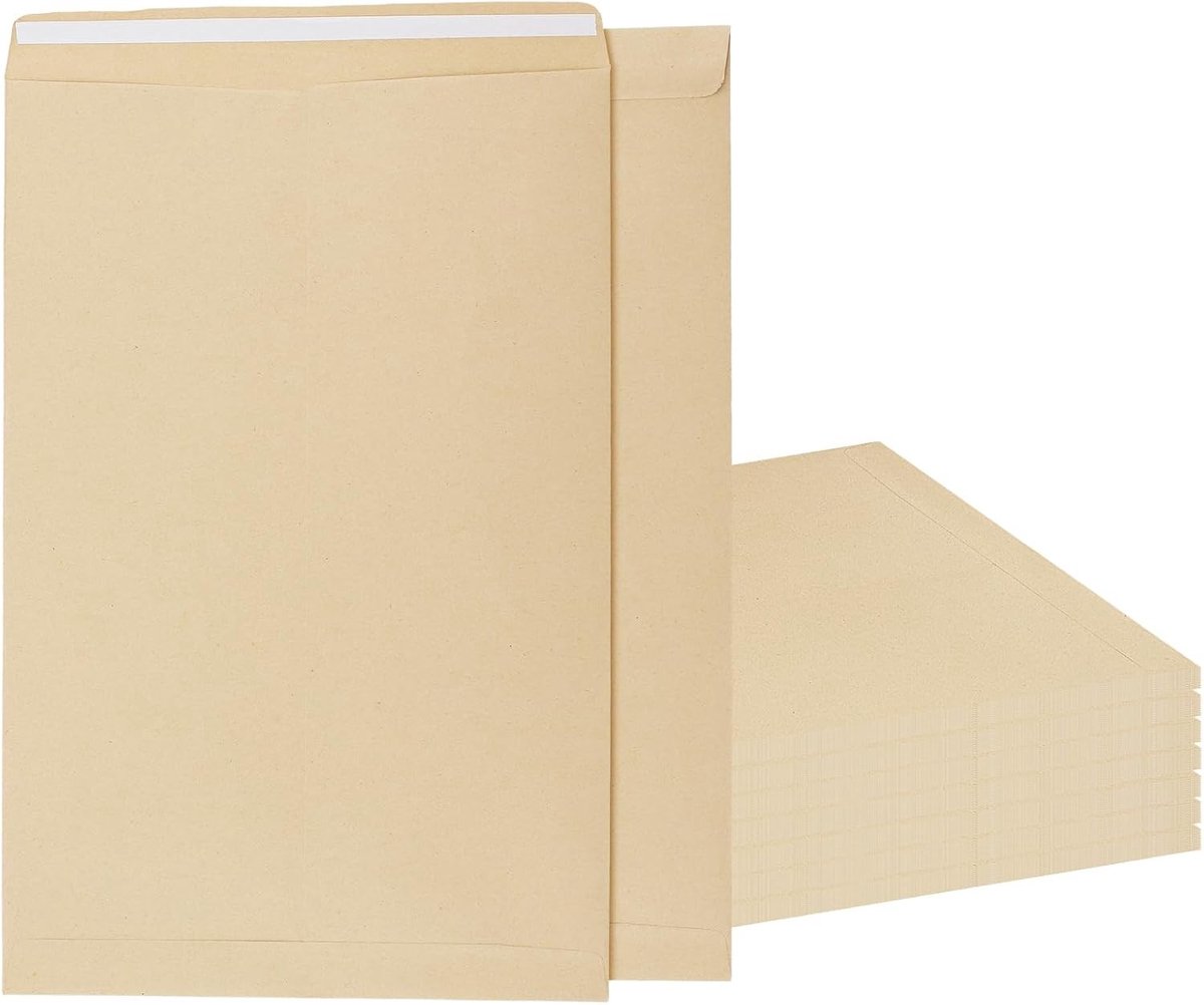 100 stuks A4 C4 bruine enveloppen - Kraft brief enveloppen voor verzending, kantoor en zakelijke doeleinden, 325×230mm