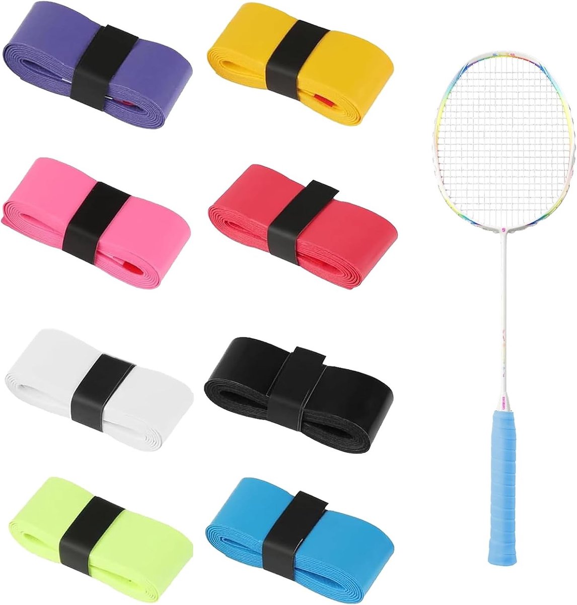 Gripbanden voor Badminton en Tennis, 8 Stuks, 110 cm, Antislip Grip, Verbeterde Controle en Comfort