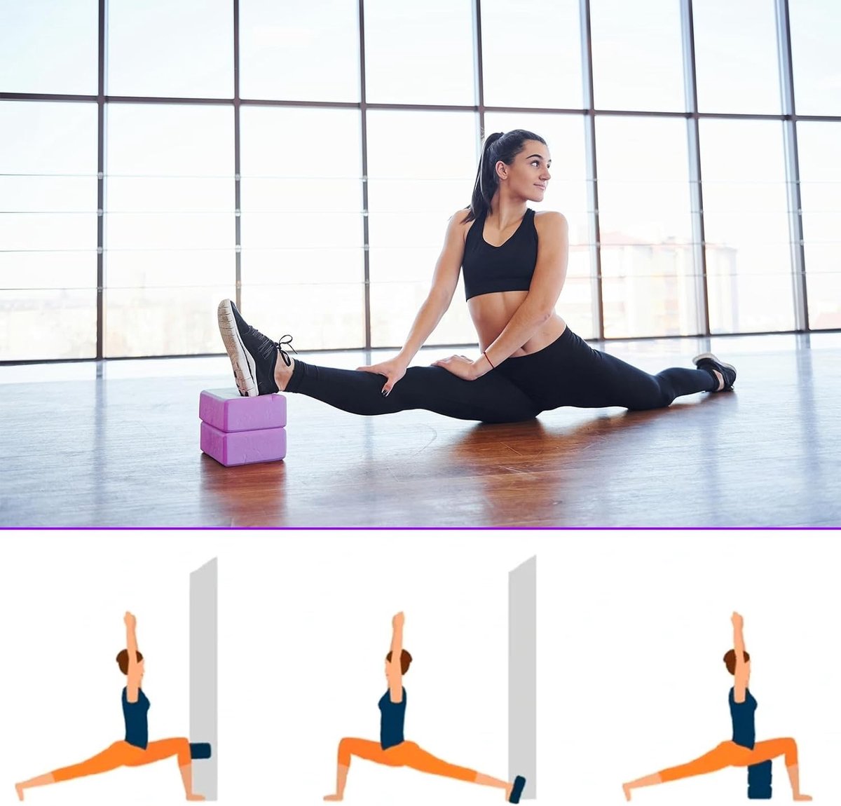 Set van 2 Yoga Blokken met Strap - Lichtgewicht EVA Schuim, Antislip Blokken voor Rekken, Meditatie en Flexibele Houdingen