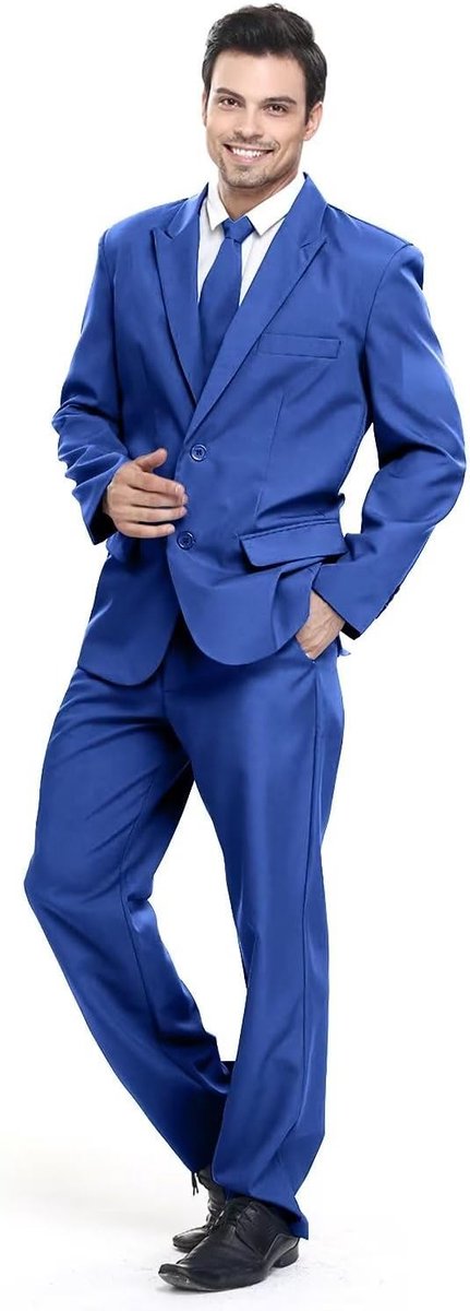 Herenkostuum, feestkostuum, modieus, normale snit, feestelijke kleding, feestkleding, effen kleur, Donkerblauw, XL