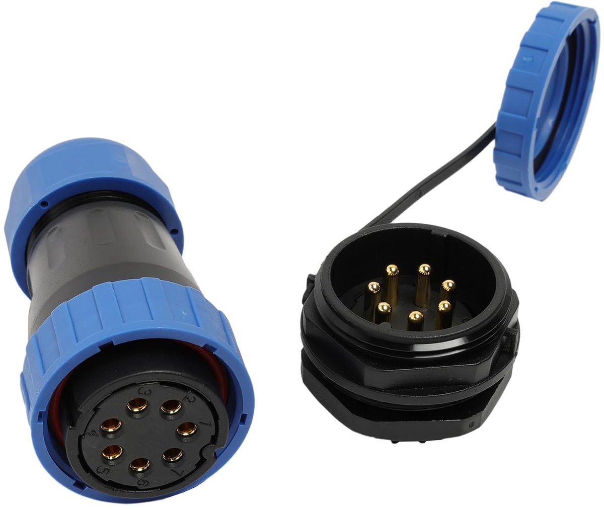 TY28 7 Pin 25A Circulaire Vrouwelijke Mannelijke Plug Socket Connector, Eenvoudig te monteren, Schroef Crimp Soldeervrij voor Outdoor Marine Power Apparaat