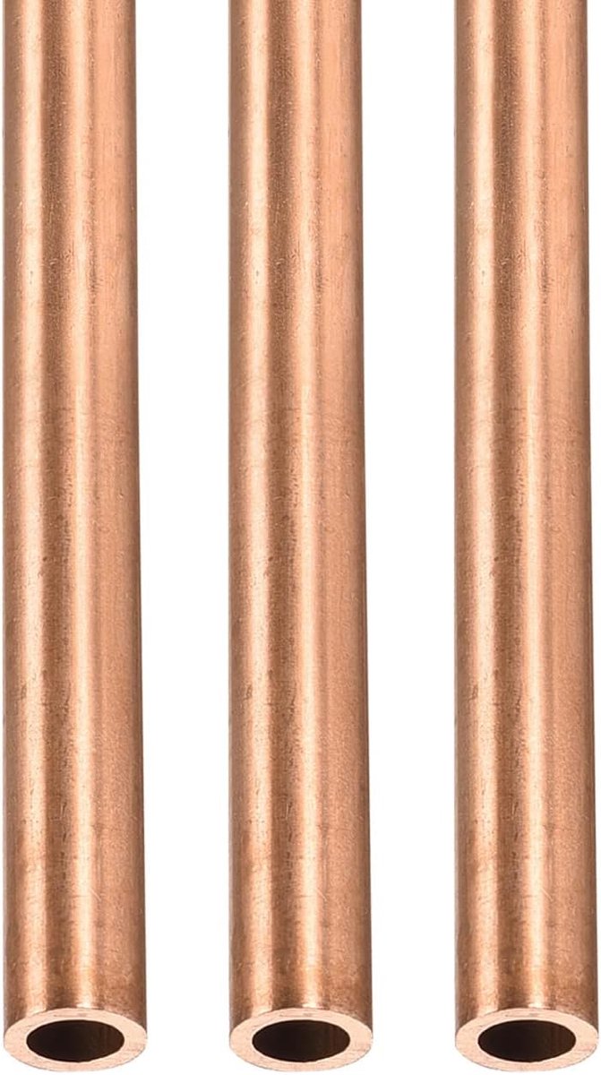 6 mm x 1 mm x 300 mm (ADxWand TxL) koperen buis - 3 stuks - goed voor machine-uitrusting zelfbouw decoratief frame - ronde metalen slangen