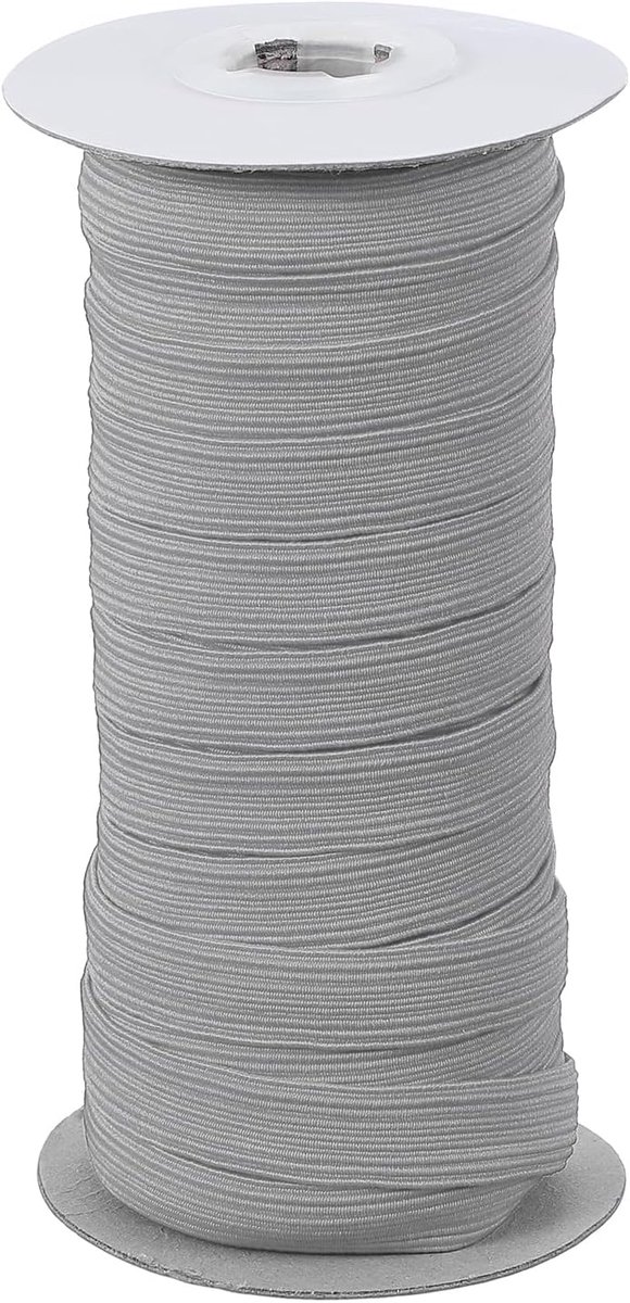 Elastische banden 12mm x 18 meter, polyester platte elastische koord stretch band voor naaien knutselen DIY, grijs