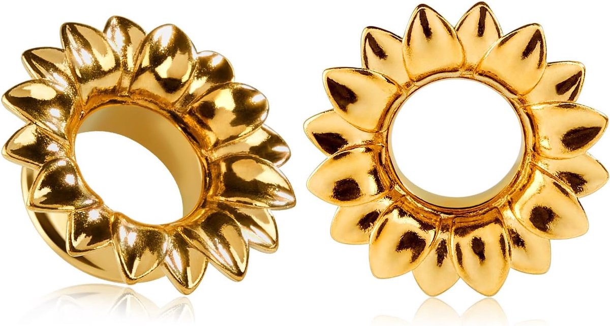 1 paar flesh tunnel roestvrij staal oorplugs expander gauges bloemen oor piercing sieraden zwart zilver goud 8 mm - 16 mm voor dames heren