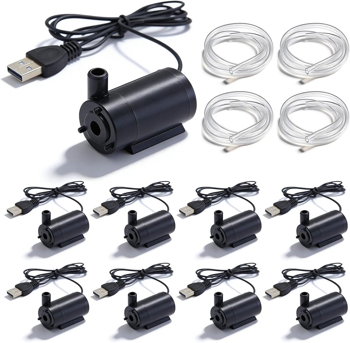 Waterpompen: Mini DC dompelpomp 5V met slangen, ultra stille aquariumpomp, waterspeelpomp kleine pomp voor kleine aquariumfontein, fontein