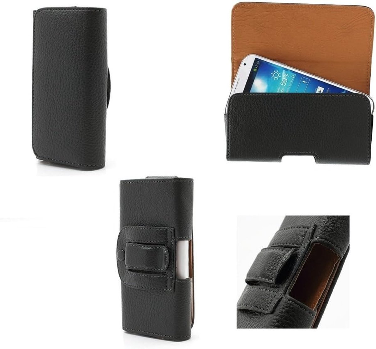 Riemclip synthetisch leer horizontale premium voor GIONEE CTRL V1 - Zwart