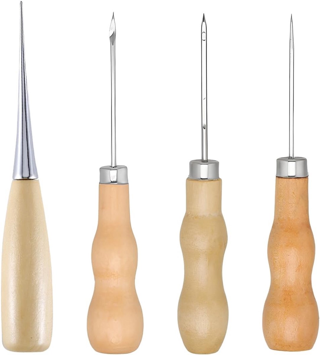 4 stuks naalden, naai-instrumenten, huishoudelijke reparaties, houtbewerking, kleermakerij, leerbewerking, doe-het-zelf-instrumenten voor boren