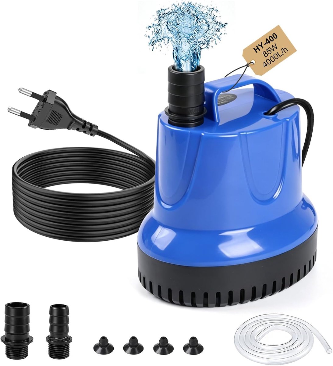 Aquariumpomp 85 W 4000L/H, dompelpomp voor vuil water, voor kleine vijver, accessoires voor mini-aquarium, blauw