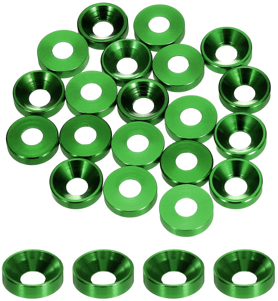 Verzonken sluitringen M4 diameter gat 4,1 mm / 0,16 aluminium afdichtingen afdichting ring kop kop voor schroeven RC / FPV / PC / mechanische drone onderdelen model 20 stuks (groen)