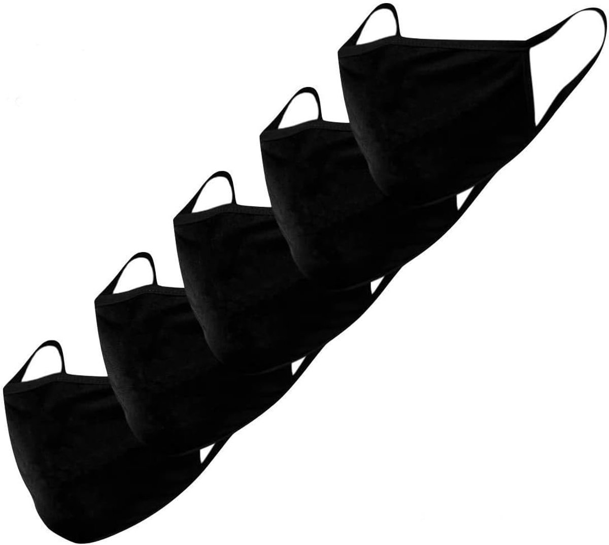 5-delige set katoenen gezichtsmaskers, anti-stof gezichtsmasker, huidvriendelijke uniseks mondkapje, herbruikbaar en wasbaar gezichtsmasker voor hardlopen, fietsen, buitenactiviteiten