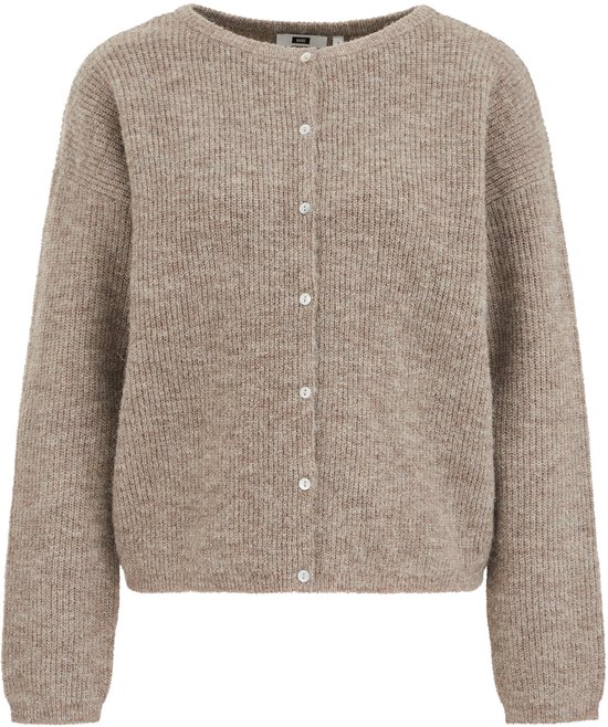 Beige gebreid vest van wolmix met knopen.