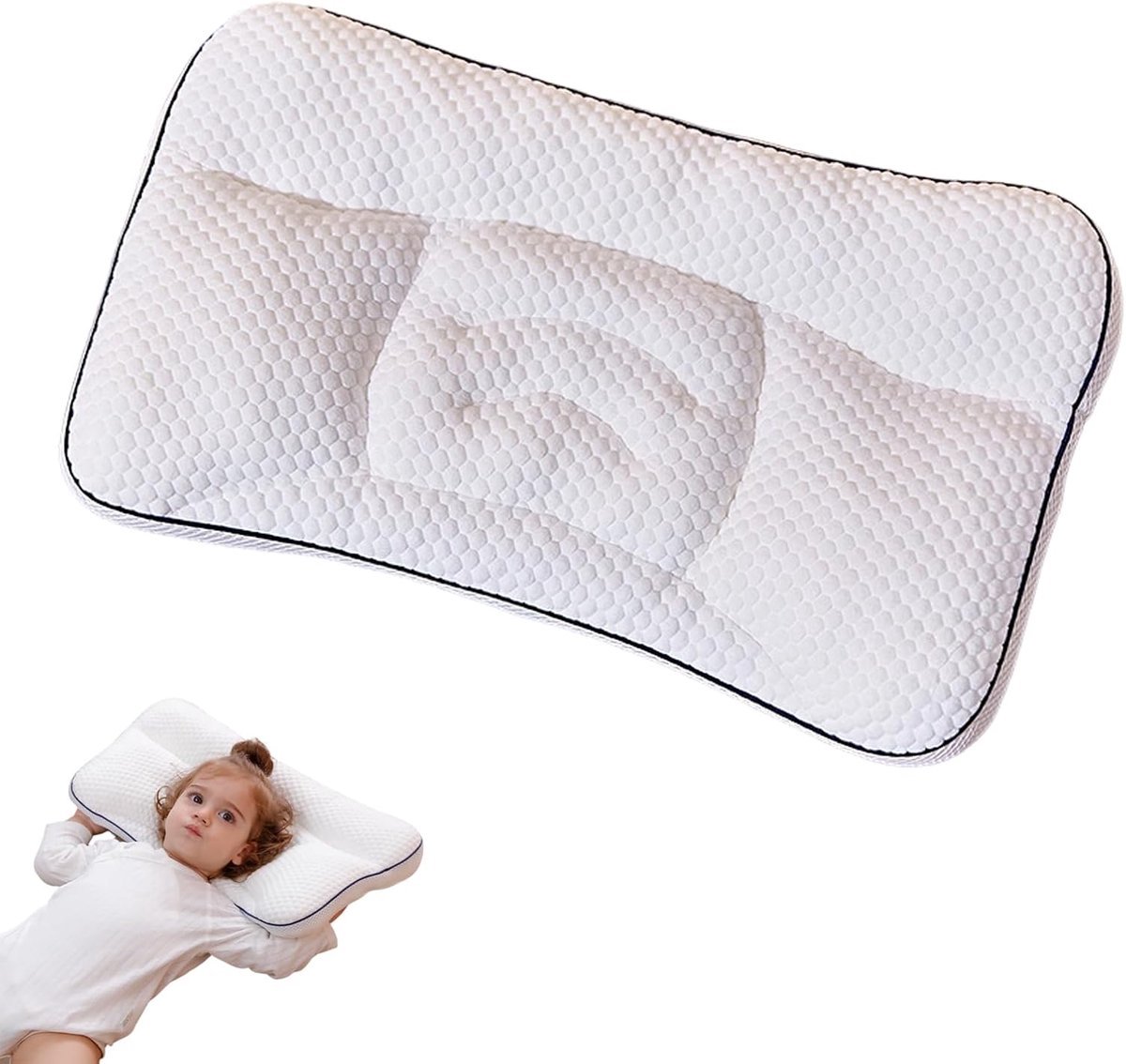 Bobypet - Kinderkussen - Ademend Slaapkussen - Ergonomisch 6-12 Jaar - Wasbare - Voor Jongens En Meisjes - Wit