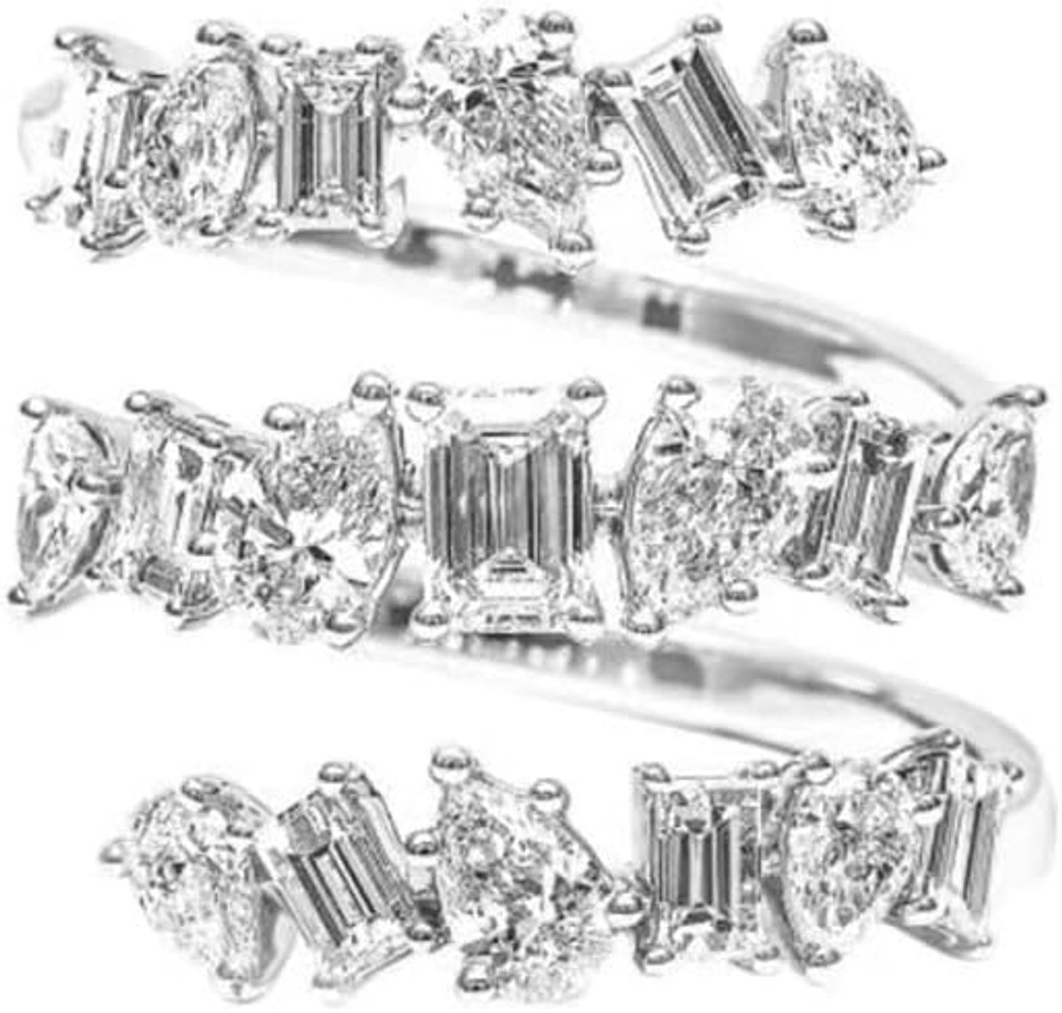 Drievoudige lagen klimmer vingerband voor vrouwen meisjes sprankelende strass kristal CZ meerlagige open verklaring ringen belofte verlovingsringen verjaardag banden uitbreidbaar elegante
